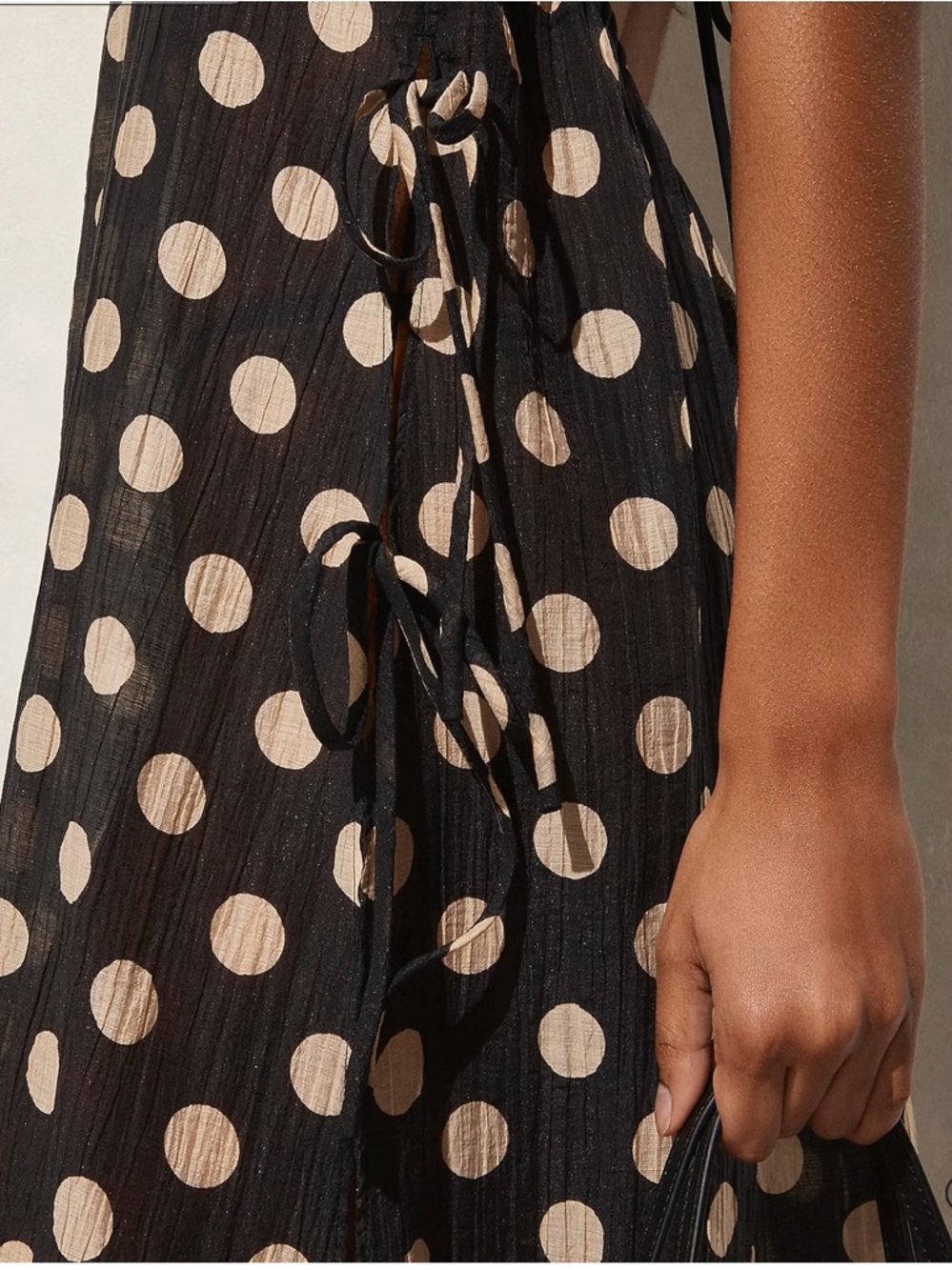 J. Crew Black Polka Dot Midi Coverup Dress with Beige Dots size M - NWT - Picture 3 of 8